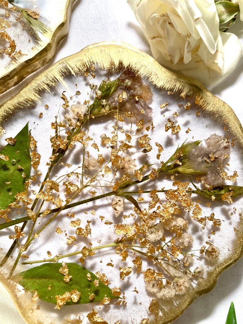 Pressed Flowers Resin Coasters Etsy
