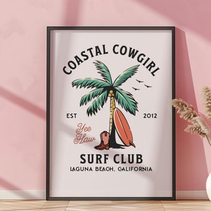 Coastal Cowgirl Wall Art Print - Surf Club Poster Instant Digital Download