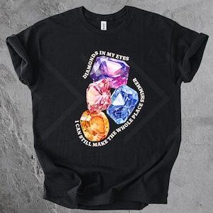 Bejeweled Lyrics Shirt with Watercolor Jewels, Gift for Swiftie, Swiftie Shirt, Cute Graphic Shirt, Diamonds In My Eyes Shirt