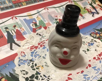 1950's Anthropomorphic Snowman Ceramic Bell- Kitschy Snowman- Christmas Bell- Bell Collector- Vintage Snowman Bell- Christmas Display
