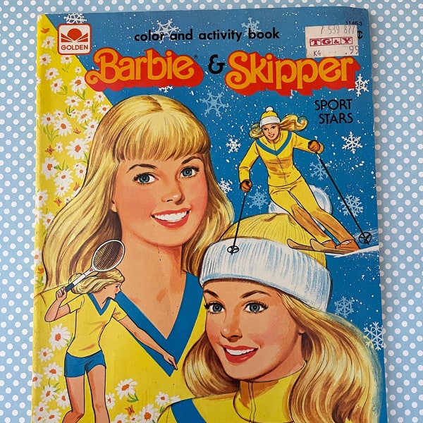 1979 Barbie & Skipper Sport Stars Color and Activity Book- Vintage Barbie Book- Golf- Tennis- Ski-Volleyball-Skating and more- Neat Find!!