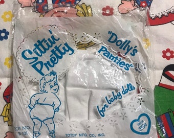 New Old Store Stock- Unopened- Totsy Dolly Panties- Sittin Pretty- fits dolls 18" to 20"- Pretend Play Doll Clothes 1960's Dime Store