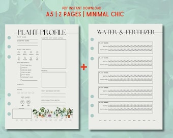 Garden Plant Planner Printable A5 Inserts, Houseplant Garden Journal, Plant Watering Schedule Log, Indoor Plant Care Tracker, Plant Diary