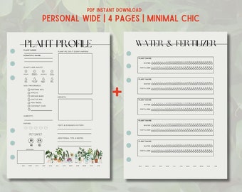 Garden Plant Planner Printable Personal Wide Inserts, Houseplant Garden Journal, Plant Watering Schedule Log,Plant Care Tracker, Plant Diary