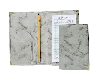 Marble Server Book for Waitress, Waitress Book, Classy Server Book, Server Pouch, Organizer Wallet, Server Book with Zipper, Modern & gold