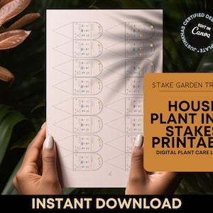 Perfil de la planta Plantilla de cuidado del pasaporte Estacas / Etiquetas de plantas Etiqueta de instrucciones de cuidado de plantas de interior Regalo de la planta Rastreador de jardín de plantas de interior imprimible