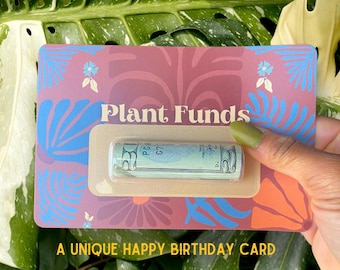 Retro Plant Fund Money Card for plant lovers gift idea | Groovy Plant Lady Mom | Indoor Plant Gifts stocking stuffer