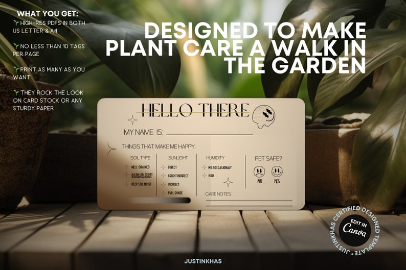 Plant Profile Passport Care Cards Template Plant Labels Indoor Printable Plant Care Instruction Tag Plant Gift Houseplant Garden Tracker image 5