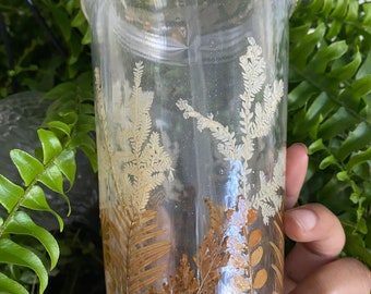 Tumblers with Wild Pressed Flowers, Water Tumblers, Unique Tumblers,Juice Glasses,Drink ware,Drinking Tumblers,Gift for Plant Parent