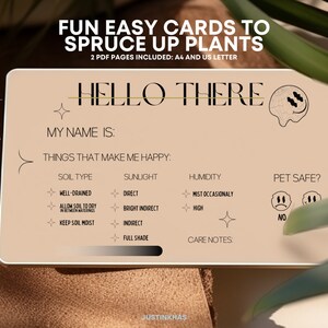 Plant Profile Passport Care Cards Template Plant Labels Indoor Printable Plant Care Instruction Tag Plant Gift Houseplant Garden Tracker image 2