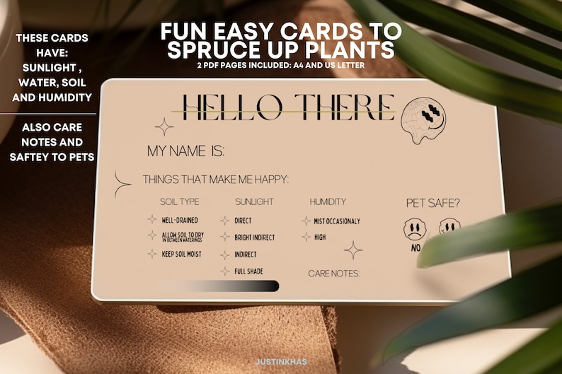 Plant Profile Passport Care Cards Template Plant Labels Indoor Printable Plant Care Instruction Tag Plant Gift Houseplant Garden Tracker image 2