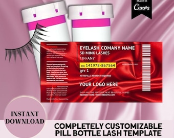 Pill Bottle Lash Label Holiday Template,Winter Prescription labels eyelash packaging cases, Eyelash Tech Packaging, Lash Pill Bottle | Canva