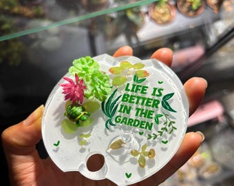 Stanley 40 oz Plant Lid Topper, Stanley cup topper, Stanley Accessories, garden plant Accessories , succulent, and turtle scene