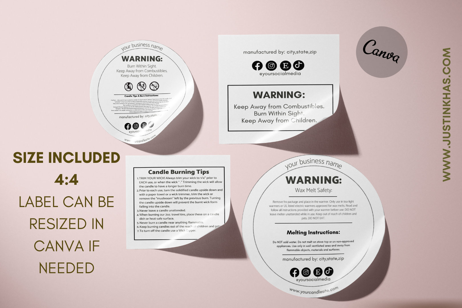 2 x 1.5 Wax Melt Warning Labels - Pre-Printed Labels - Weatherproof  Polyester Laser - ST6098LP