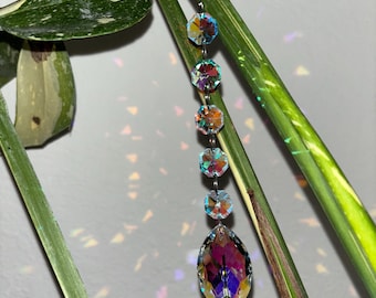 Crystal Suncatcher Plant accessories  – rainbow colored | Hanging Crystal Decor | Garden Gift Idea