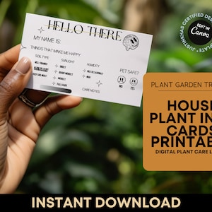 Plant Profile Passport Care Cards Template Plant Labels Indoor Printable Plant Care Instruction Tag Plant Gift Houseplant Garden Tracker