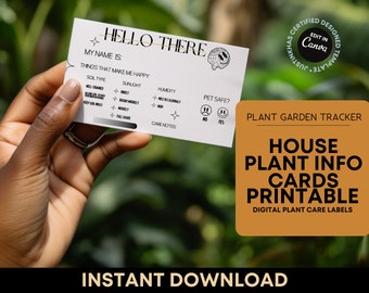 Plant Profile Passport Care Cards Template Plant Labels Indoor Printable Plant Care Instruction Tag Plant Gift Houseplant Garden Tracker