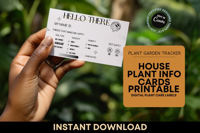 Plant Profile Passport Care Cards Template Plant Labels Indoor Printable Plant Care Instruction Tag Plant Gift Houseplant Garden Tracker