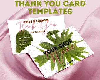 Business Dankeschön Einsatz Kartenvorlage, botanisch druckbare Dankeschön Kartenvorlage Plant Inspiriert Kleinunternehmen Danke für Ihren Kauf