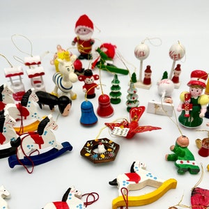 Vintage keuze uit houten kerstversieringen - Kurt Adler-stijl - enige schade: volledige beschrijving lezen