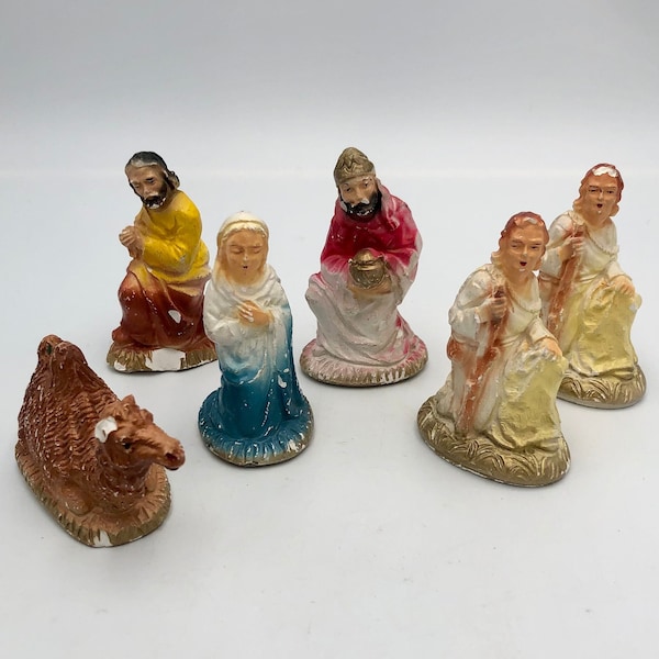 Vintage Choice of Christmas Nativity Chalkware Plaster Figurine - Replacement Pieces - Some Damage Read Full Description