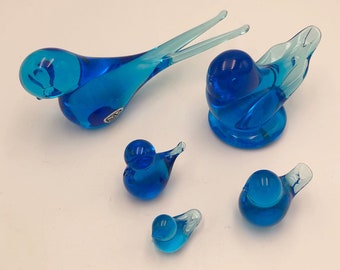 Vintage Choice of Glass Birds Bluebird of Happiness FM Konstglas Ronneby Swallowtail Mini Birds Ron Ray Leo Ward