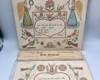 Vintage Birth Certificate Watercolor Reproduction New In Package 1967 
