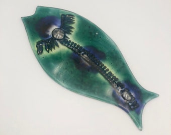 Decorazione da parete con pesce in vetro fuso vintage, decorazione per isola nautica, pescatore dell'oceano, pescatore, spiaggia