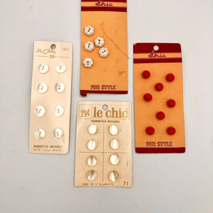 Vintage Choice of Buttons LE CHIC on Original Cards Plastic Buttons