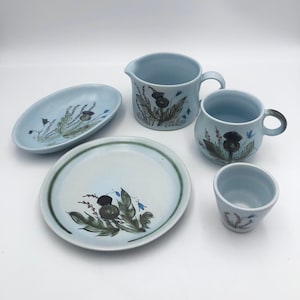 Vintage Auswahl von Buchan Distle Muster Scottish Pottery - Mid Century Steingut - Siehe Beschreibung für Details