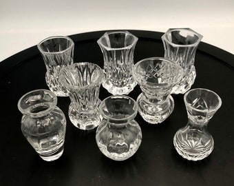 Vintage Choice of Glass Mini Bud Posy Violet Vases Cut Glass Smooth Edges Variety of Styles 2-3/4" to 3-1/4" See Description