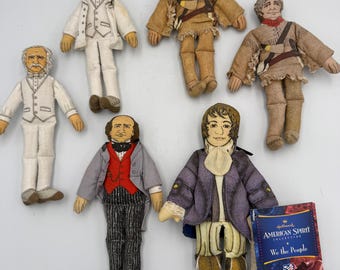 Choice of 1 - Vintage Hallmark American Series Historical Cloth Dolls - Mark Twain Davy Crockett PT Barnum Eli Whitney