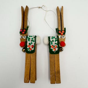 Vintage Paar Wäscheklammer Rentier Ornamente - schrullige Weihnachtsverzierungen - hausgemacht, süß und lustig!