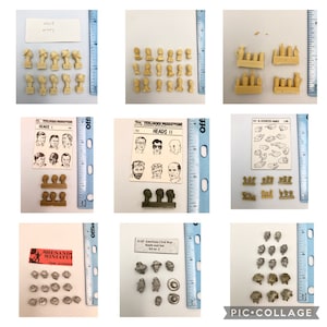Vintage Choice of Miniature Heads Hands Jars Pitchers Bottles 54mm Militia Figurines Unpainted Unassembled Metal Alloy Plastic Resin Diorama