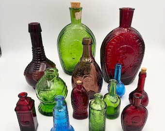 Vintage Choice of Wheaton NJ Bottles Miniature Colored Glass Stamped Collectible Apothecary Reproductions Large Variety Available 1970's