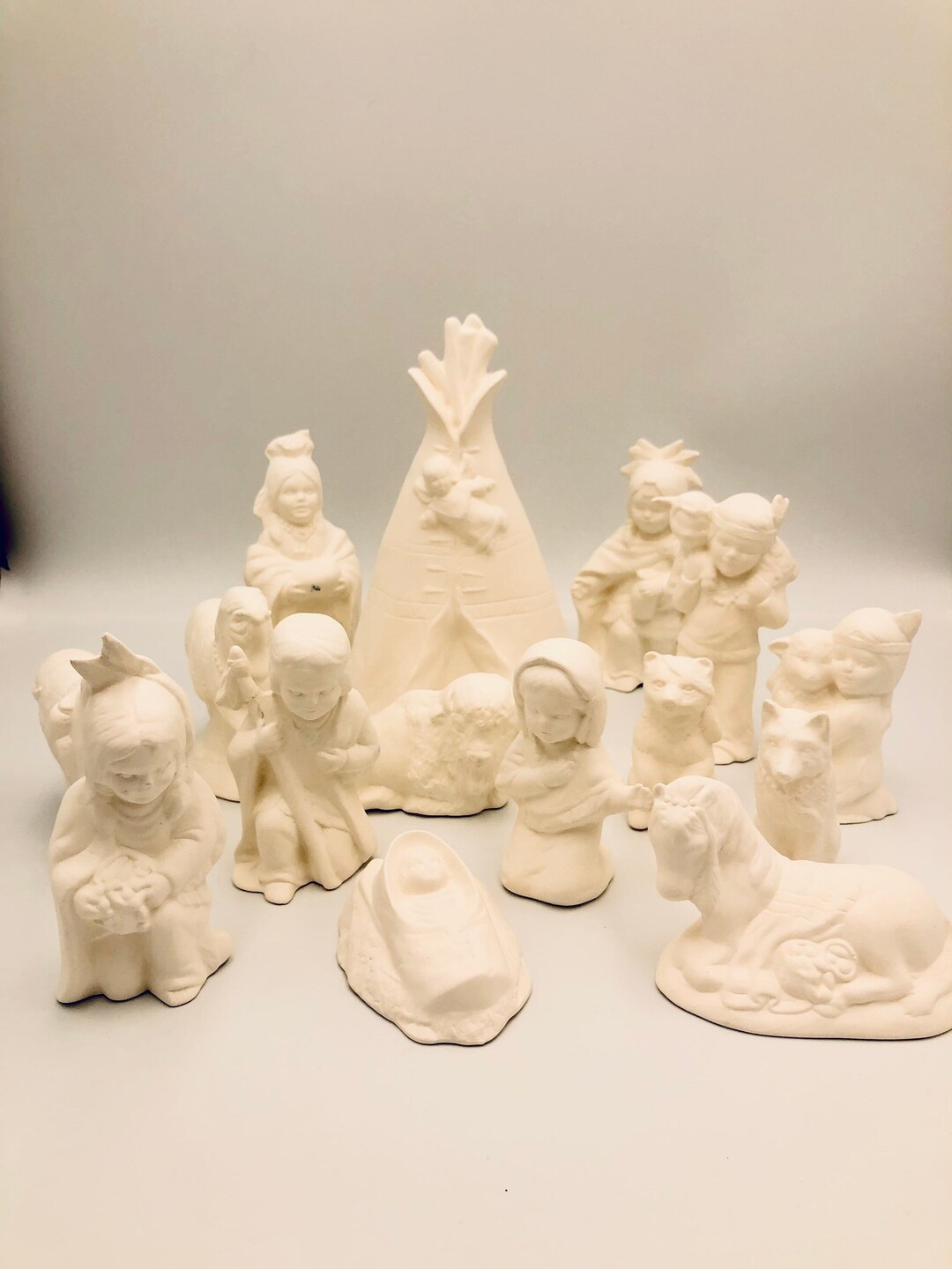 Vintage Ready to Paint Nativity Bisque Ceramic Native American Etsy