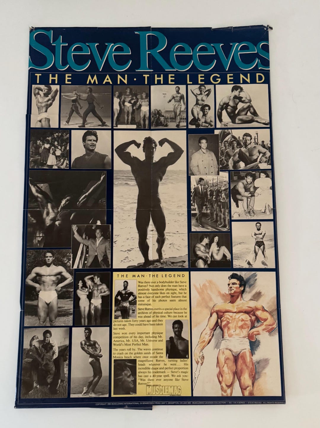 Vintage STEVE REEVES Poster The Man The Legend Musclemag 
