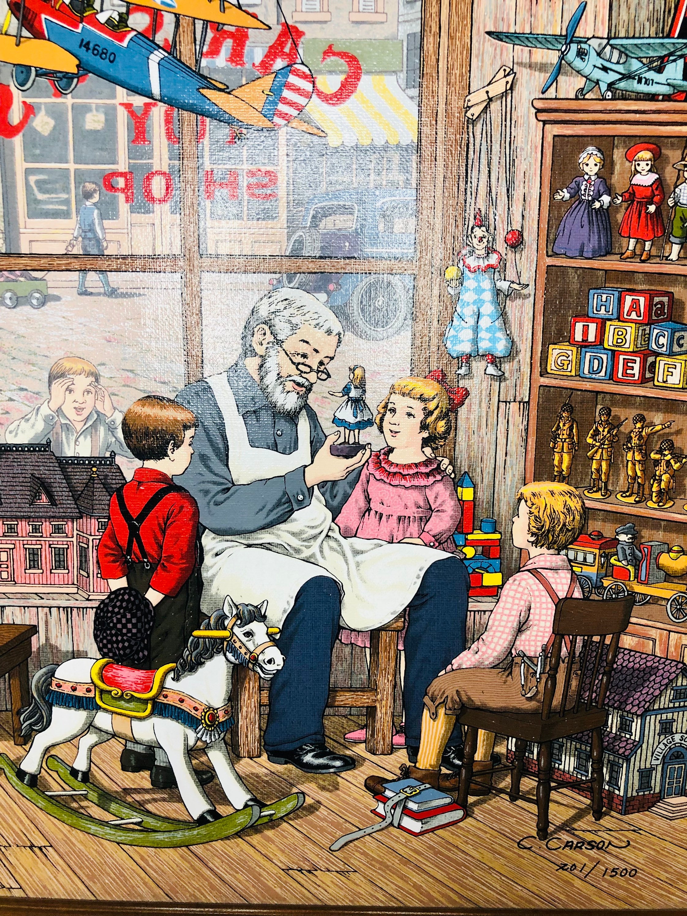 Vintage C Carson Serigraph Painting on Canvas Carsons Toy