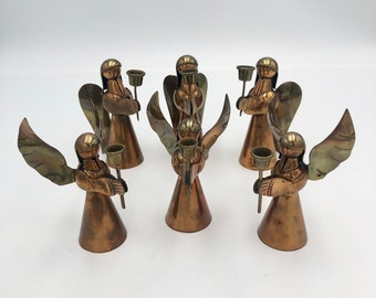 Vintage Choice of Copper and Brass Angel Candleholders Tlaquepaque FCS Cobre G Made in Mexico - Price is for 1 Each