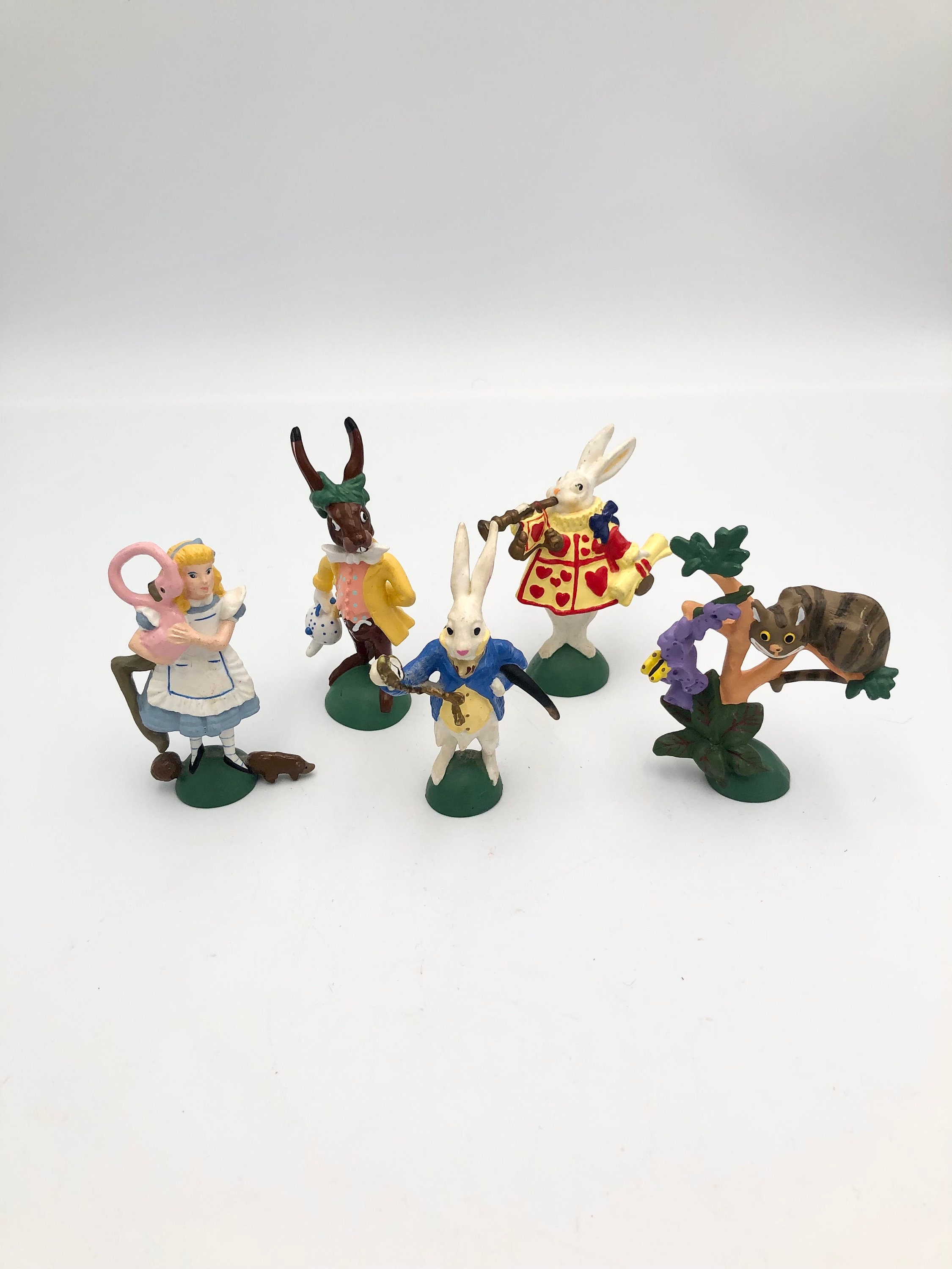 Vintage Choice of Alice in Wonderland Figurines PVC 1990 Hamilton Gifts LTD  Alice / White Rabbit / Cheshire Cat / March Hare 