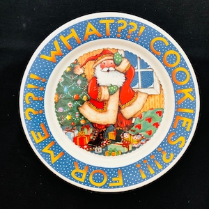 Vintage Santa Cookie Teller Mary Engelbreit Sammelteller Was??! Kekse?!!! Für mich??!! Weihnachtsmann Plätzchenteller Weihnachten 1995