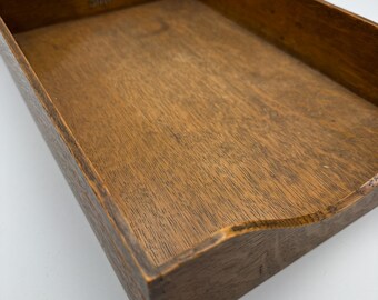 Bandeja de escritorio de madera tamaño legal Globe Wernicke Vintage, organizador de papel de oficina con cola de milano y archivador de cartas.