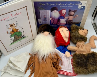 Collection de marionnettes vintage TAJAR TALES - Comprend un livre de contes de Jane Shaw Ward - Collection Camp - Pas de cassette audio - Copyright 1993