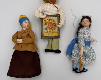 Opción 1 - Adornos de muñecas vintage Gladys Boalt Great Art Series - Muñecas de arte vintage de Van Gogh, Vermeer y Renoir