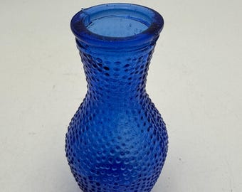 Vintage kobaltblaue, genarbte Glasvase, 7,6 cm (3 Zoll), Miniaturvase mit Struktur