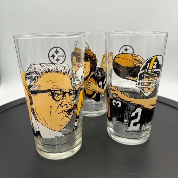 Vintage Choice of Pittsburgh Steelers Collectible Glasses - McDonalds 1990