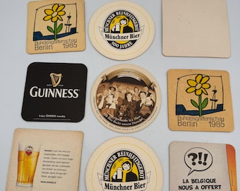 Vintage-Set mit 9 Bierdeckeln – Werbeartikel deutscher Brauereien aus Pappe, ideal für Bars und Pubs