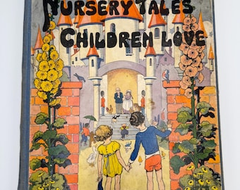 Vintage Nursery Tales Children Love Oversized Book - Królik Piotruś, Trzy małe świnki, Kurczak Mały i więcej (c) 1933