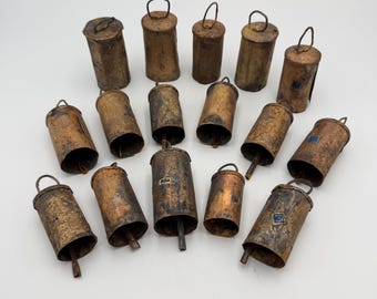 Vintage Set of 16 Metal Bells - Meditation Prayer Temple Windchime Bells - Made in India - *5 Do Not Have Clappers* - 2" to 3" Tall