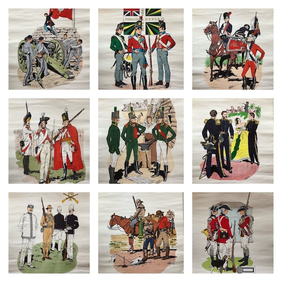 Vintage Choice of Military Prints - Military Uniforms in